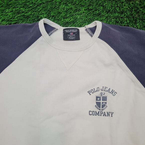 VTG Y2K Polo Jeans Co T-Shirt Mens XL (Tagged M) Oversized Fit Baseball Tee - Picture 2 of 5